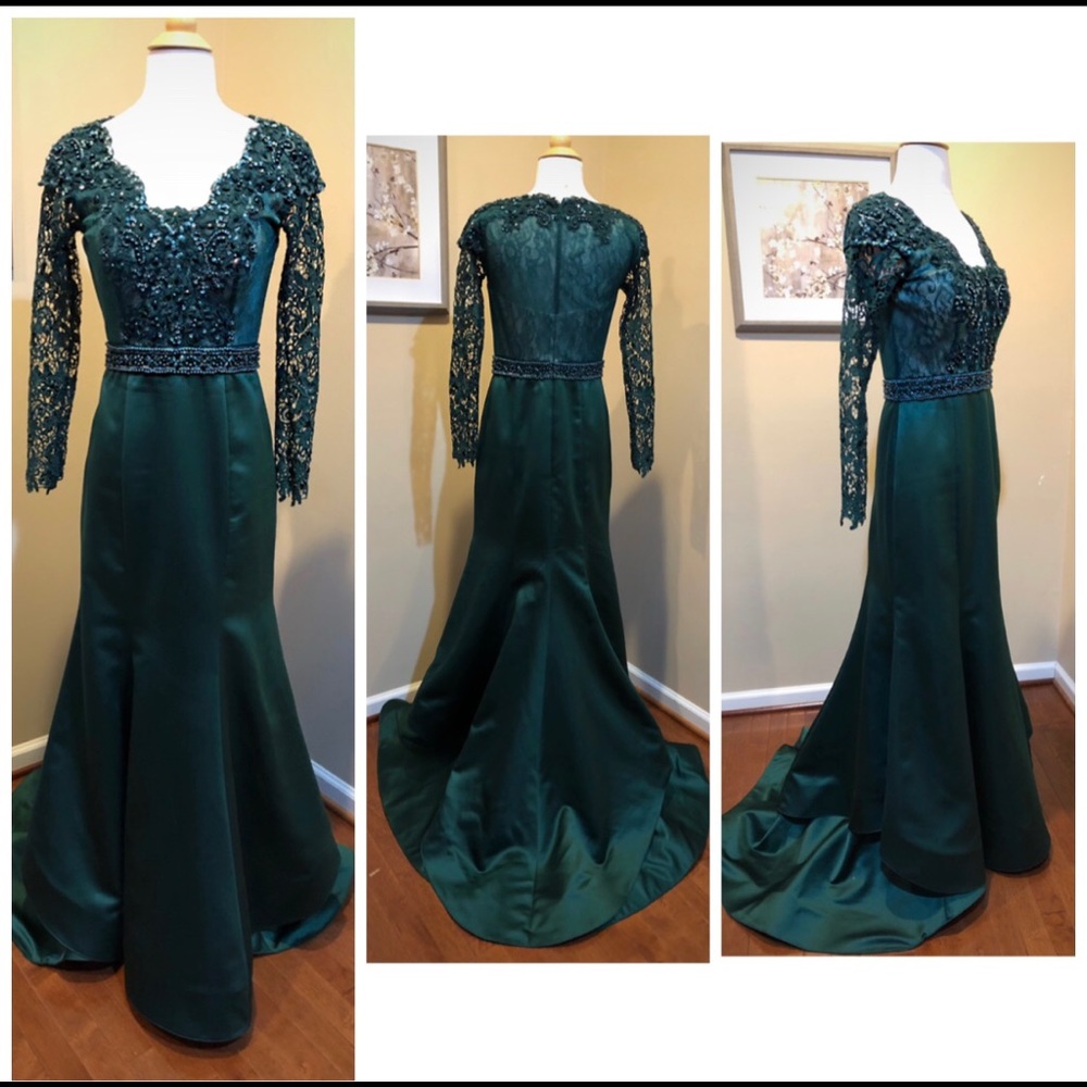 COPY - Dark green long sleeved dress/ or short sleeved